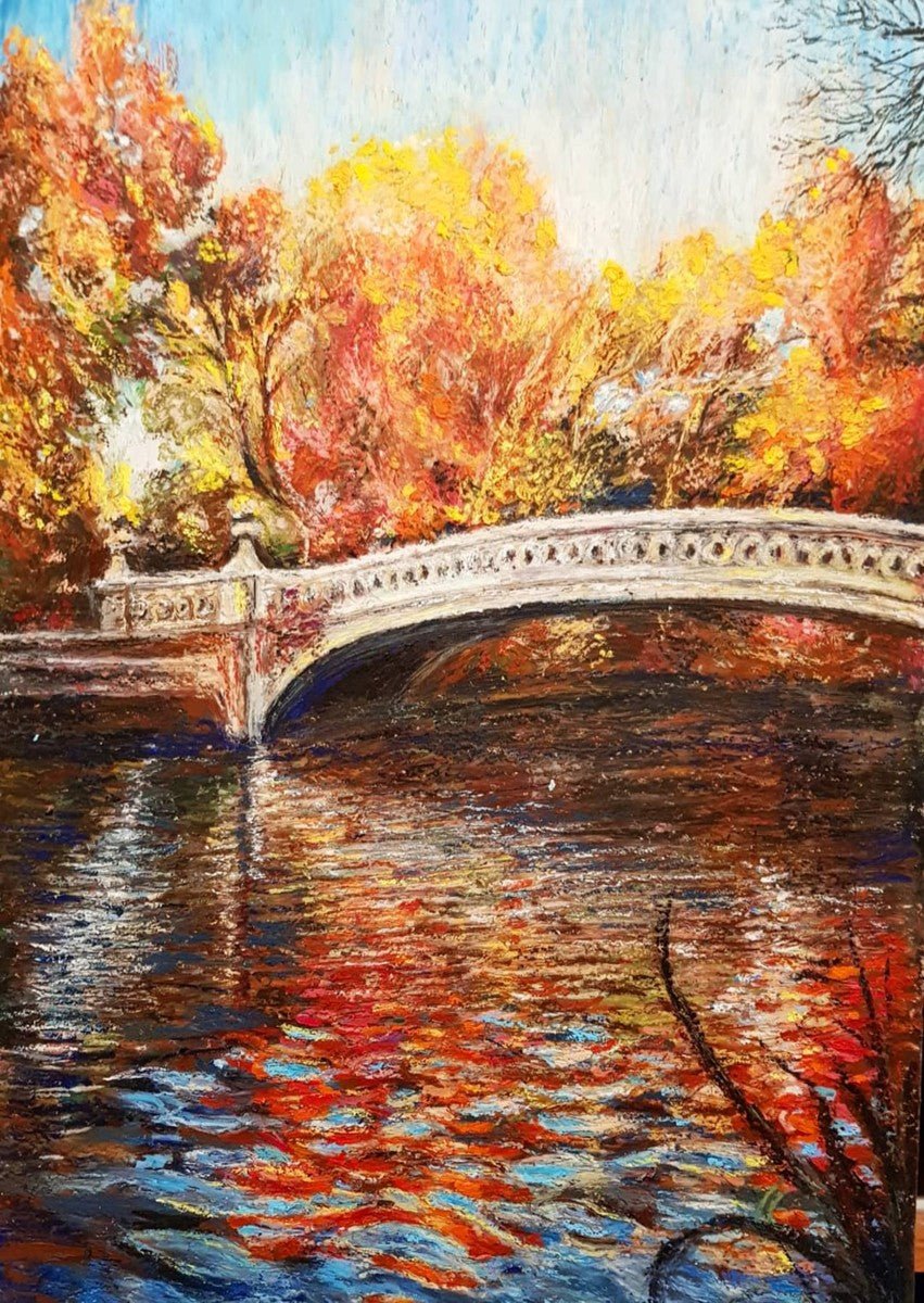 Bow Bridge NYC in Fall - Harriet Lawless Artist