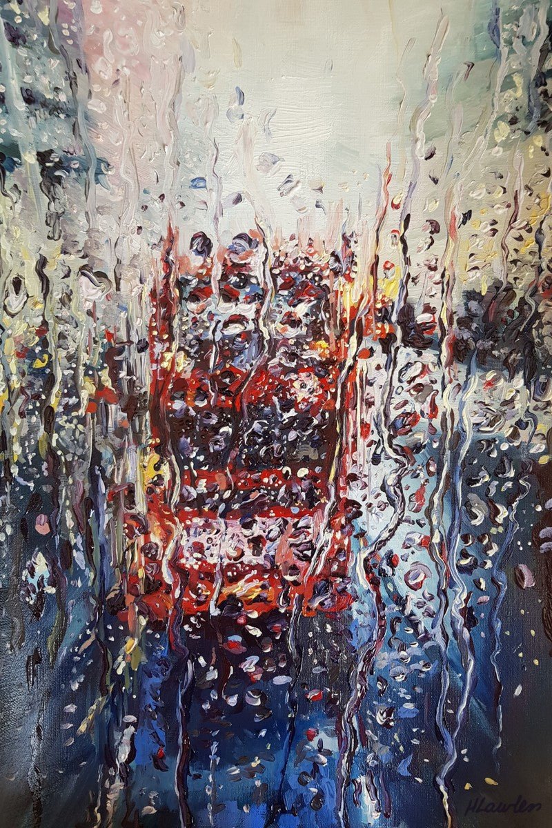 Rainy London Bus At Night | Prints - Harriet Lawless Artist