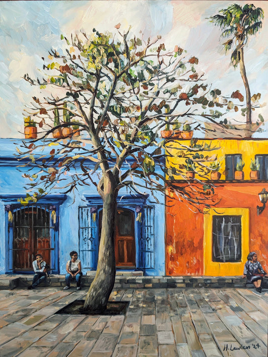 Waiting; Plaza de la Cruz de Piedra, Oaxaca | Original Painting