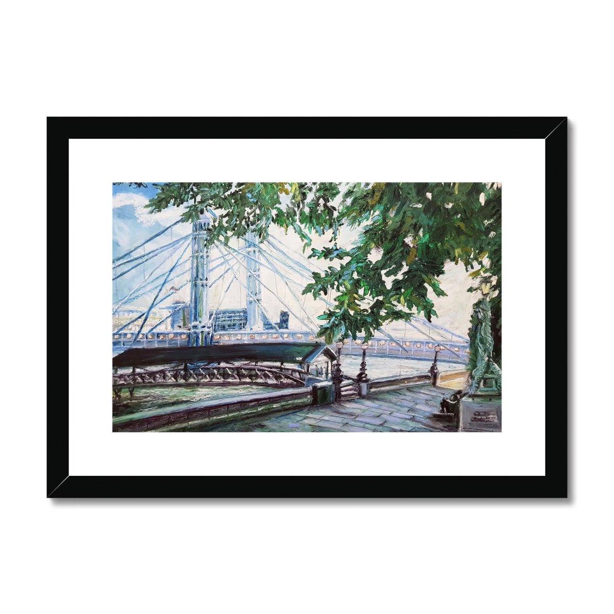 Albert Bridge, London Summer | Print Prints Harriet Lawless Artist england A3 / 16.5"x12" Black Frame