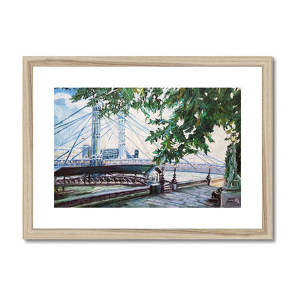 Albert Bridge, London Summer | Print Prints Harriet Lawless Artist england A3 / 16.5"x12" Natural Frame