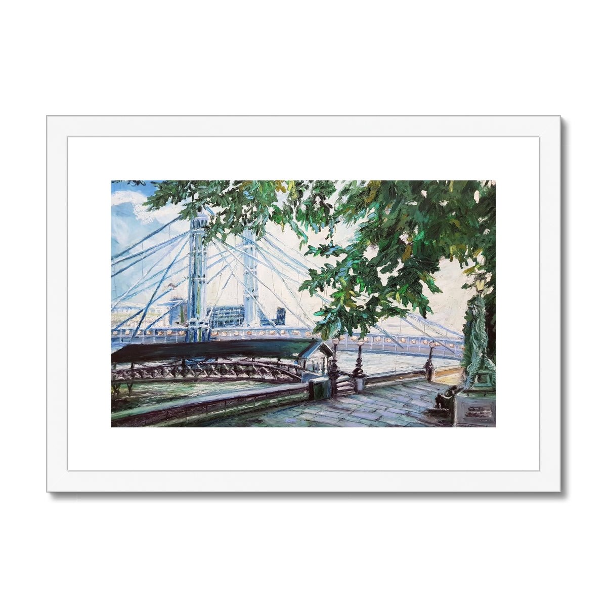 Albert Bridge, London Summer | Print Prints Harriet Lawless Artist england A3 / 16.5"x12" White Frame