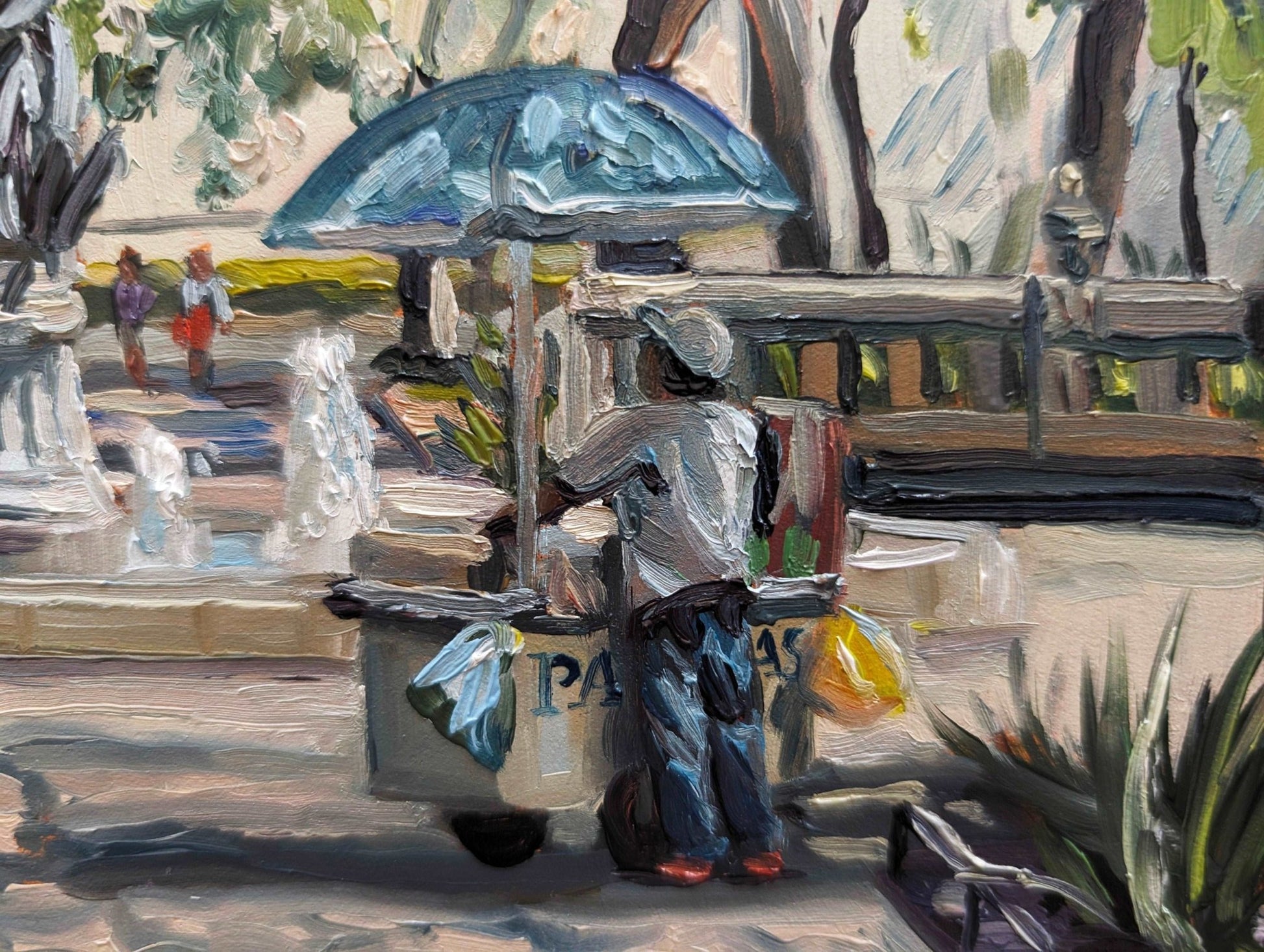 Antojitos Under The Jacarandas In Alameda Park | Original Painting Original Paintings Harriet Lawless Artist mexico