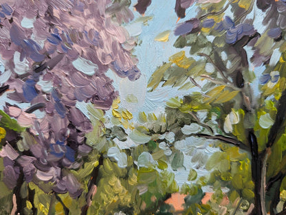 Antojitos Under The Jacarandas In Alameda Park | Original Painting Original Paintings Harriet Lawless Artist mexico