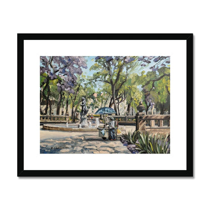 Antojitos Under The Jacarandas In Alameda Park | Print Prints Harriet Lawless Artist mexico 20"x16" / 51x41cm Black Frame