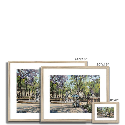 Antojitos Under The Jacarandas In Alameda Park | Print Prints Harriet Lawless Artist mexico 20"x16" / 51x41cm Natural Frame