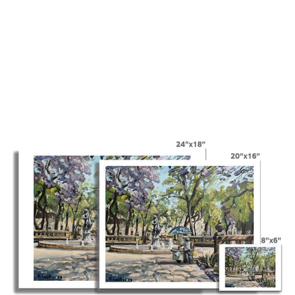 Antojitos Under The Jacarandas In Alameda Park | Print Prints Harriet Lawless Artist mexico 20"x16" / 51x41cm Unframed