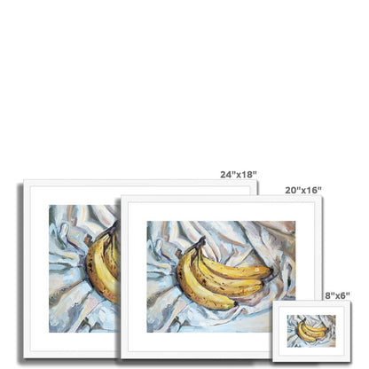 Banana Bunch On White Cloth | Print Prints Harriet Lawless Artist fruit still life 20"x16" / 51x41cm Natural Frame