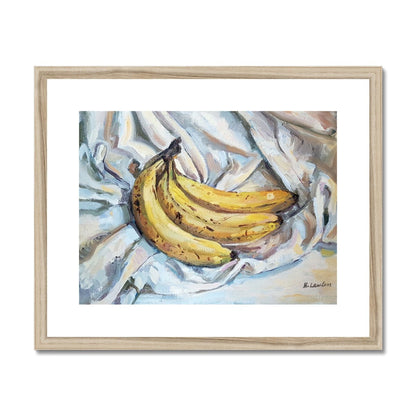 Banana Bunch On White Cloth | Print Prints Harriet Lawless Artist fruit still life 20"x16" / 51x41cm Natural Frame