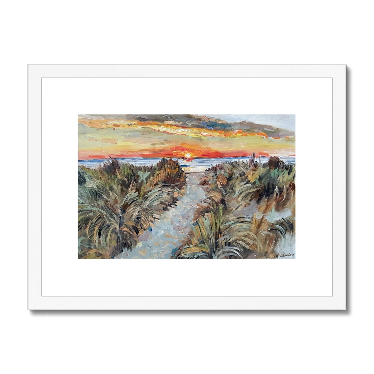 Beach Sunrise Study | Print Prints Harriet Lawless Artist australia sunset 16"x12" / 41x30cm White Frame