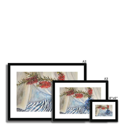 Bottle Brush, In A Blue Vase | Print Prints Harriet Lawless Artist australia flowers still life A3 / 16.5"x12" Natural Frame