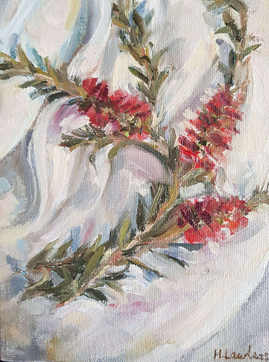 Bottlebrush On A White Sheet No.01 Original Paintings Harriet Lawless Artist australia england flowers