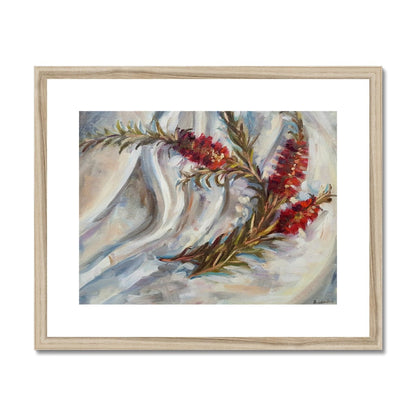 Bottlebrush On White Cloth | Print Prints Harriet Lawless Artist australia flowers still life 20"x16" / 51x41cm Natural Frame