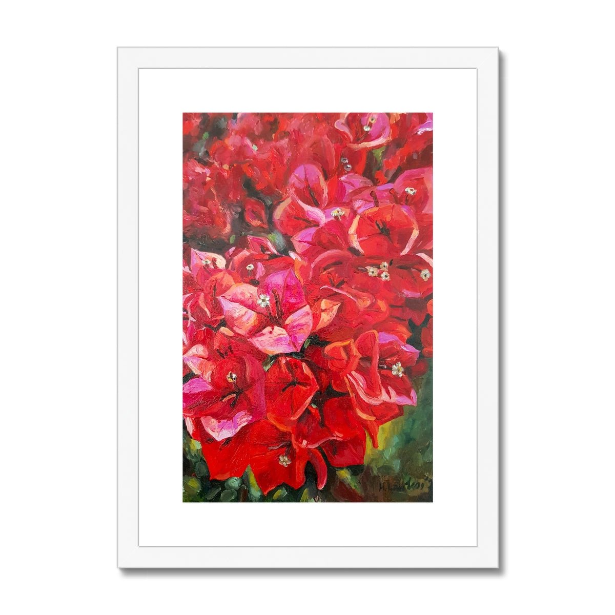 Bougainvillea | Print Prints Harriet Lawless Artist flowers greece A3 / 12"x16.5" White Frame