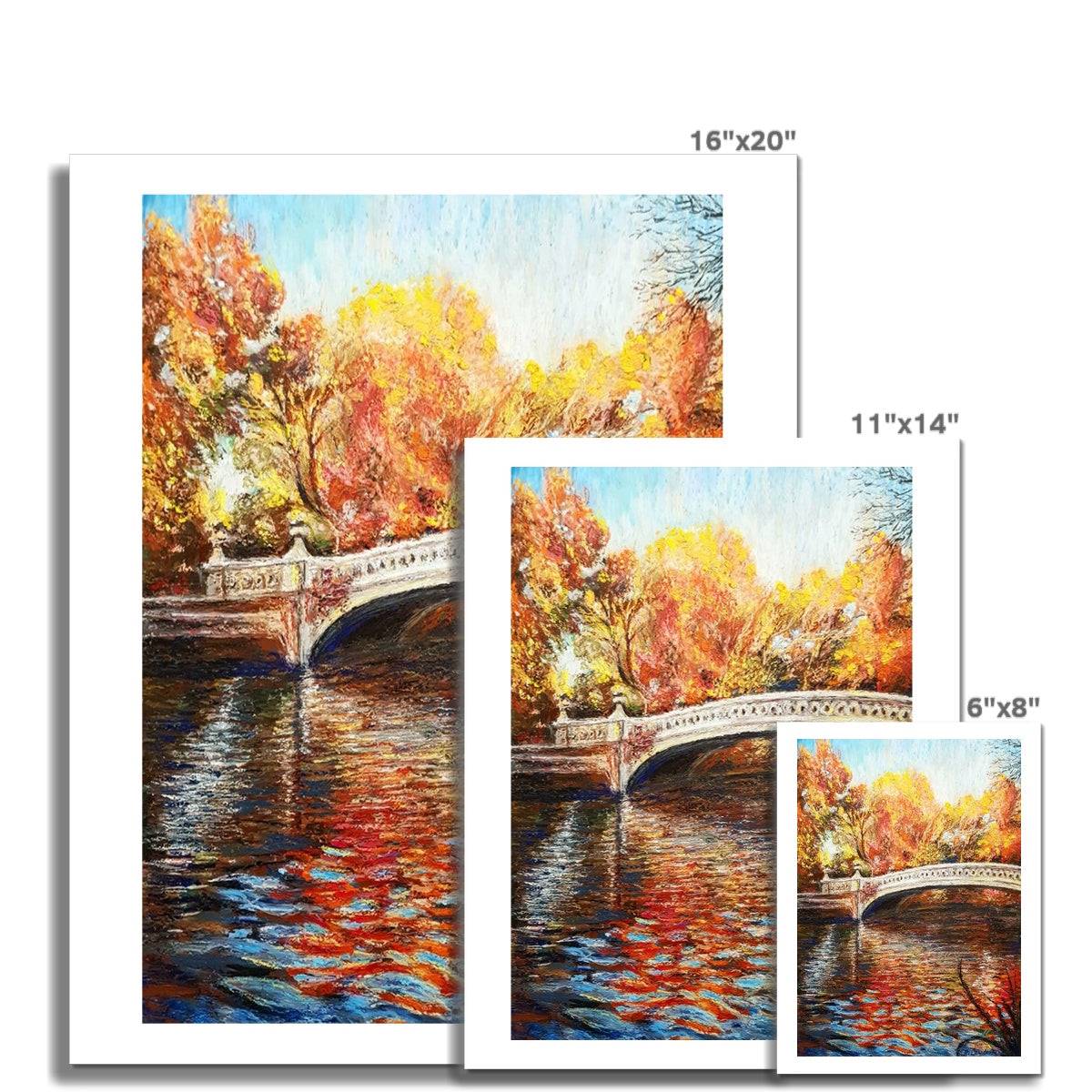 Bow Bridge, New York City In Fall | Print Prints Harriet Lawless Artist united states of america 11"x14" / 28x33cm Unframed