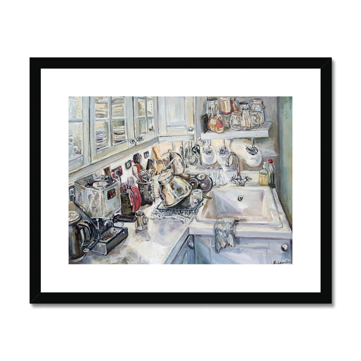 But I Did The Washing Up Last Night | Print Prints Harriet Lawless Artist interior still life 20"x16" / 51x41cm Black Frame