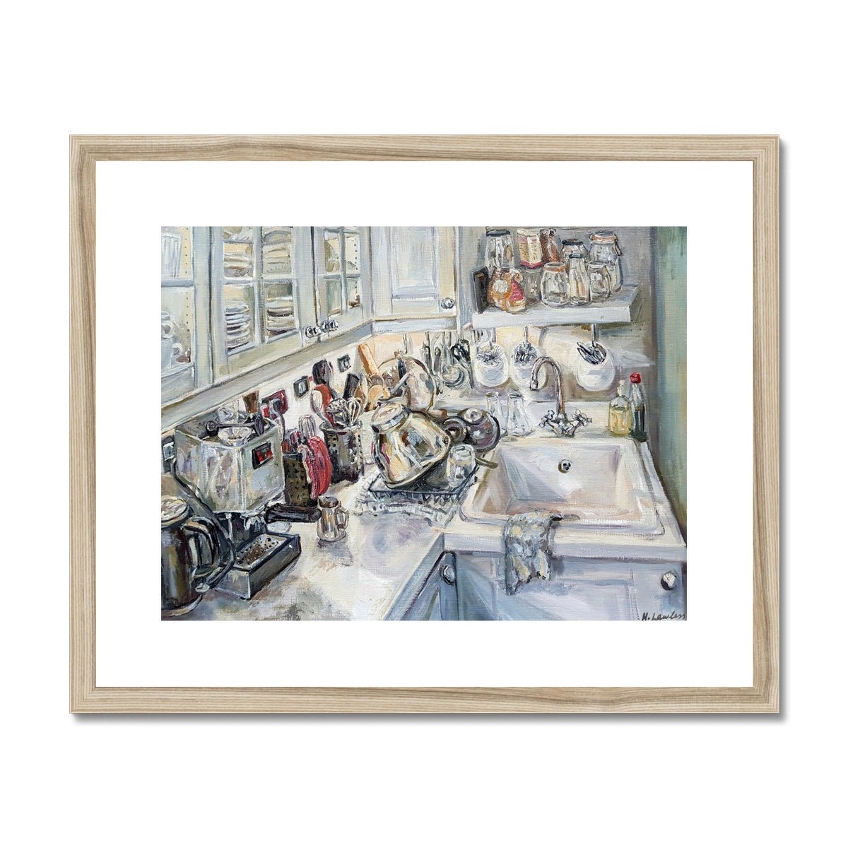 But I Did The Washing Up Last Night | Print Prints Harriet Lawless Artist interior still life 20"x16" / 51x41cm Natural Frame