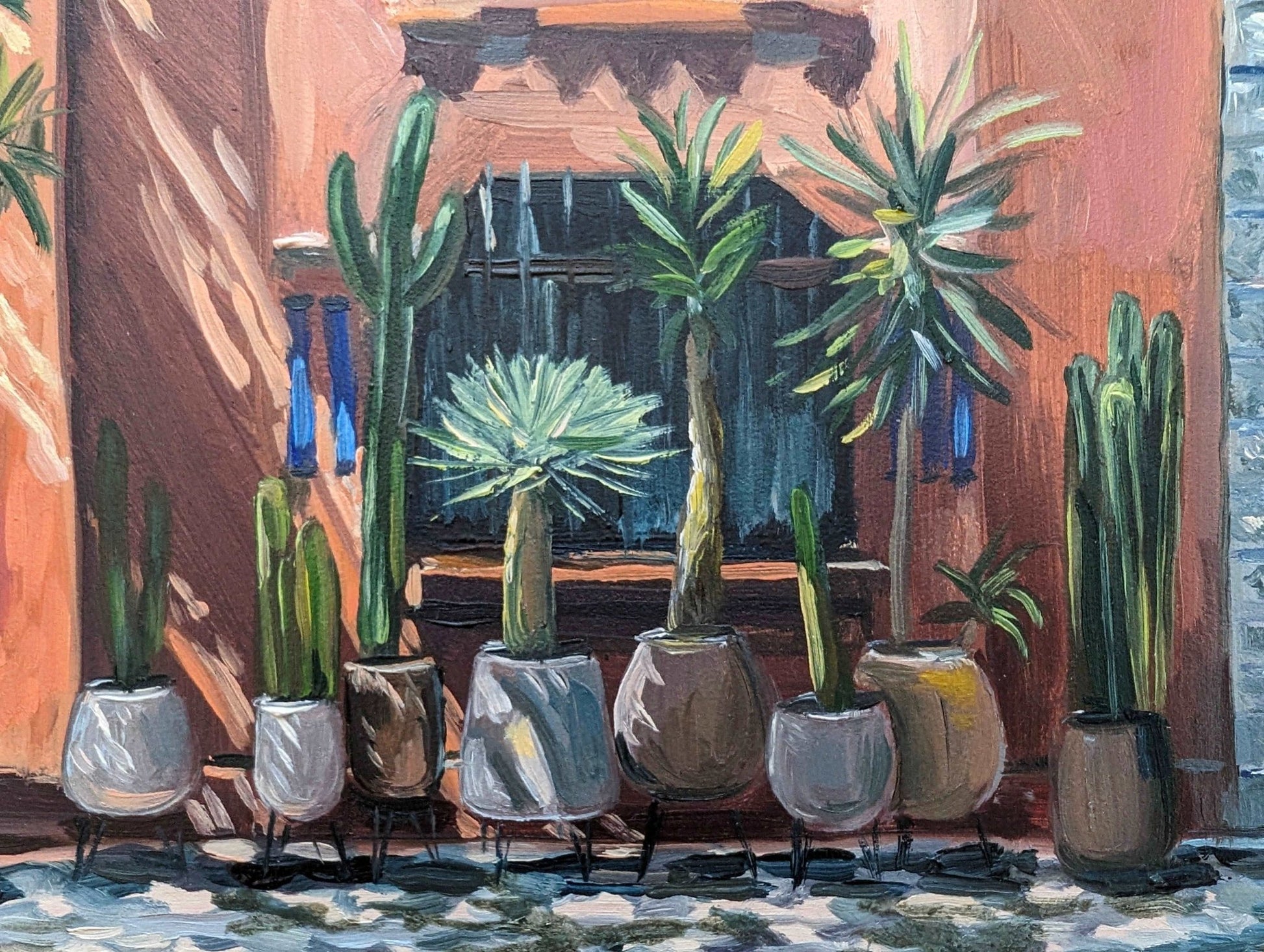 Cacti Lineup; Mexico City | Original Painting Original Paintings Harriet Lawless Artist mexico