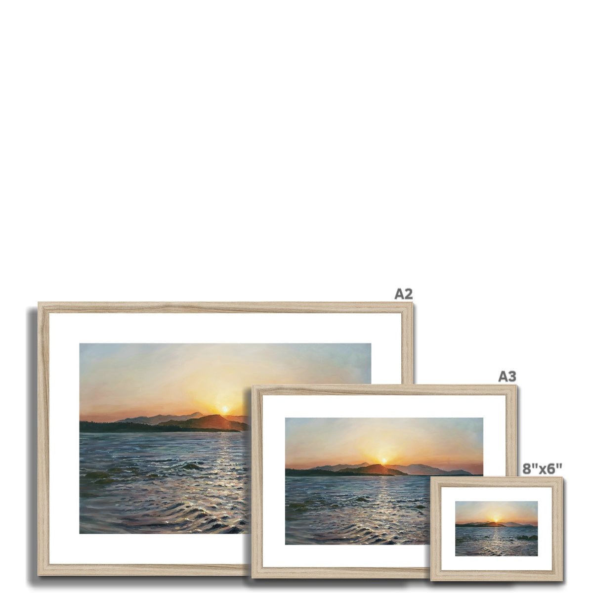 Chania Bay Sunset | Print Prints Harriet Lawless Artist greece sunset A3 / 16.5"x12" Natural Frame