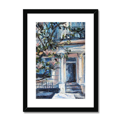 Chelsea Doorway With Magnolias | Print Prints Harriet Lawless Artist england A3 / 12"x16.5" Black Frame