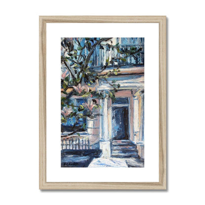 Chelsea Doorway With Magnolias | Print Prints Harriet Lawless Artist england A3 / 12"x16.5" Natural Frame