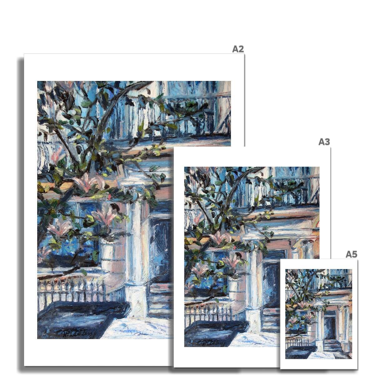 Chelsea Doorway With Magnolias | Print Prints Harriet Lawless Artist england A3 / 12"x16.5" Unframed