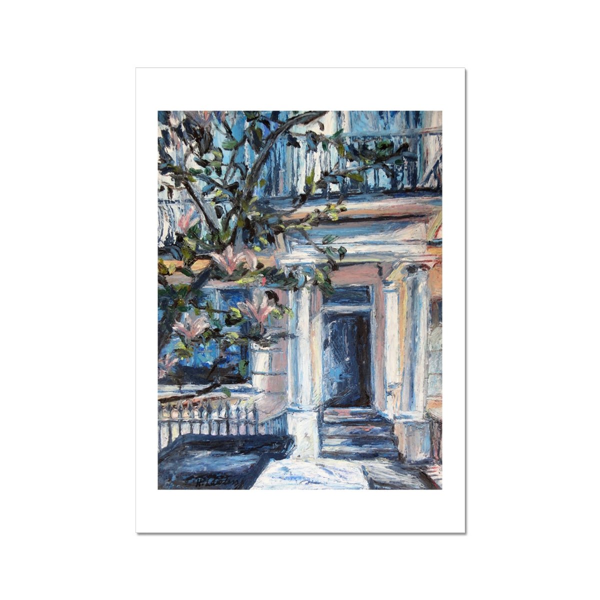 Chelsea Doorway With Magnolias | Print Prints Harriet Lawless Artist england A3 / 12"x16.5" Unframed