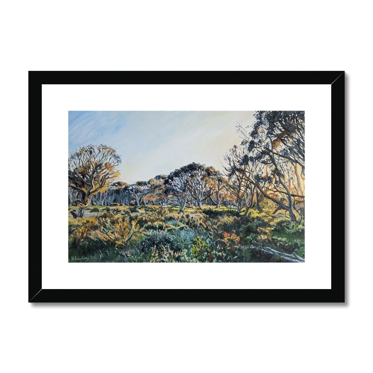 Dawn's Vibrant Palette at Dinner Plain | Print Prints Harriet Lawless Artist australia A3 / 16.5"x12" Black Frame