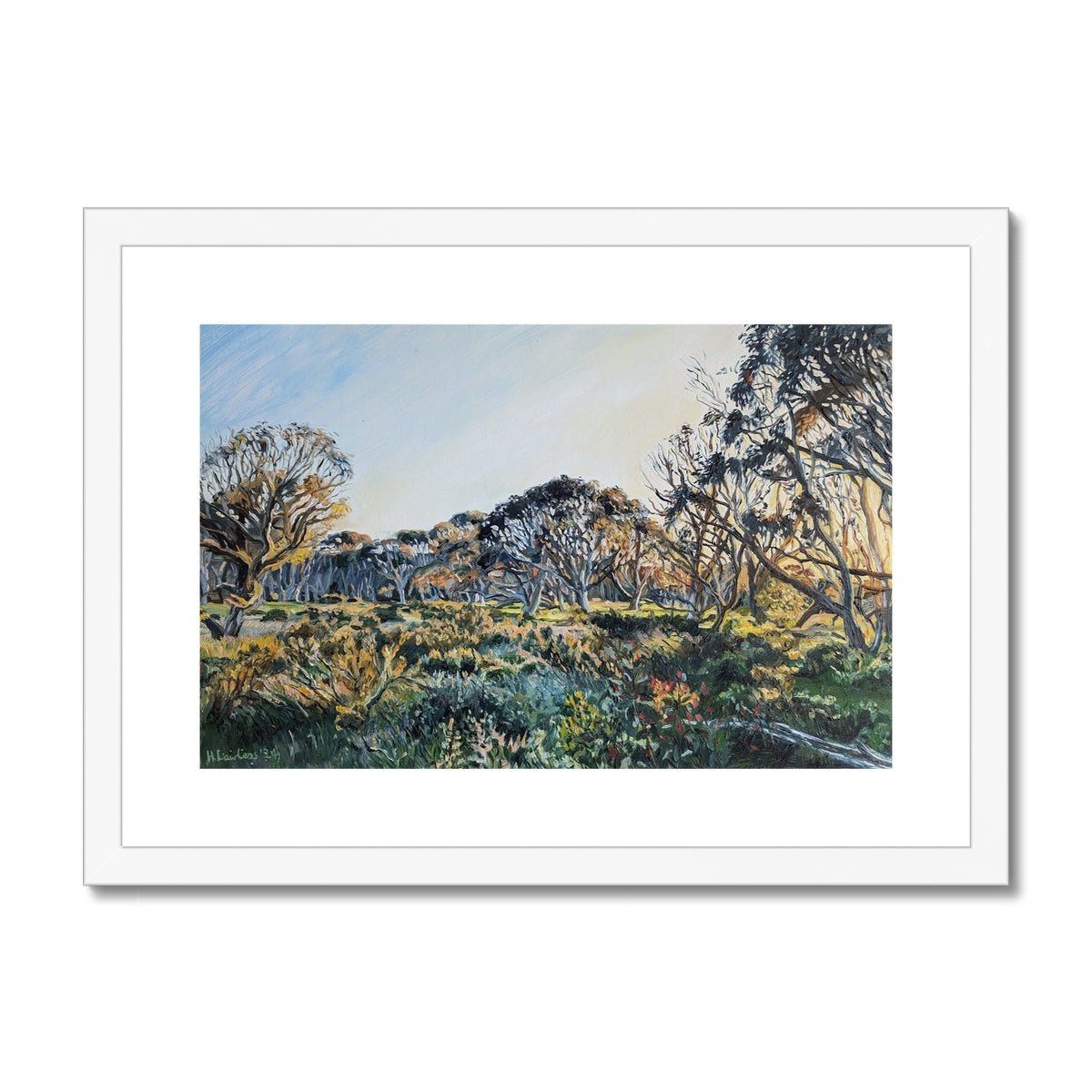 Dawn's Vibrant Palette at Dinner Plain | Print Prints Harriet Lawless Artist australia A3 / 16.5"x12" White Frame