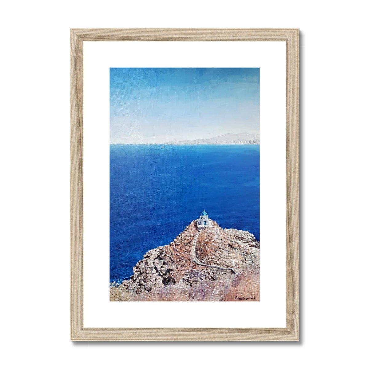 Divine Sifnos; Church of the Seven Martyrs | Print Prints Harriet Lawless Artist greece A3 / 12"x16.5" Natural Frame