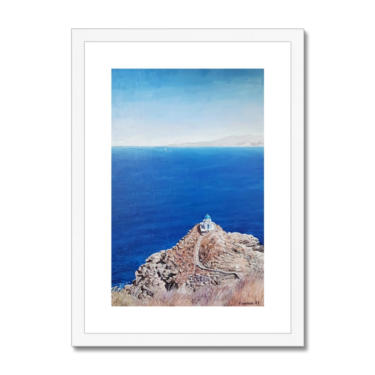 Divine Sifnos; Church of the Seven Martyrs | Print Prints Harriet Lawless Artist greece A3 / 12"x16.5" White Frame