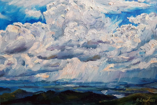 Dramatic Clouds From Kruja Castle | Original Painting Original Paintings Harriet Lawless Artist albania