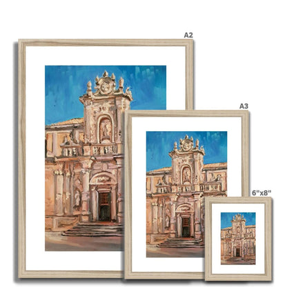 Duomo di Lecce, North Facade on Dusk | Print Prints Harriet Lawless Artist italy A3 / 12"x16.5" Natural Frame