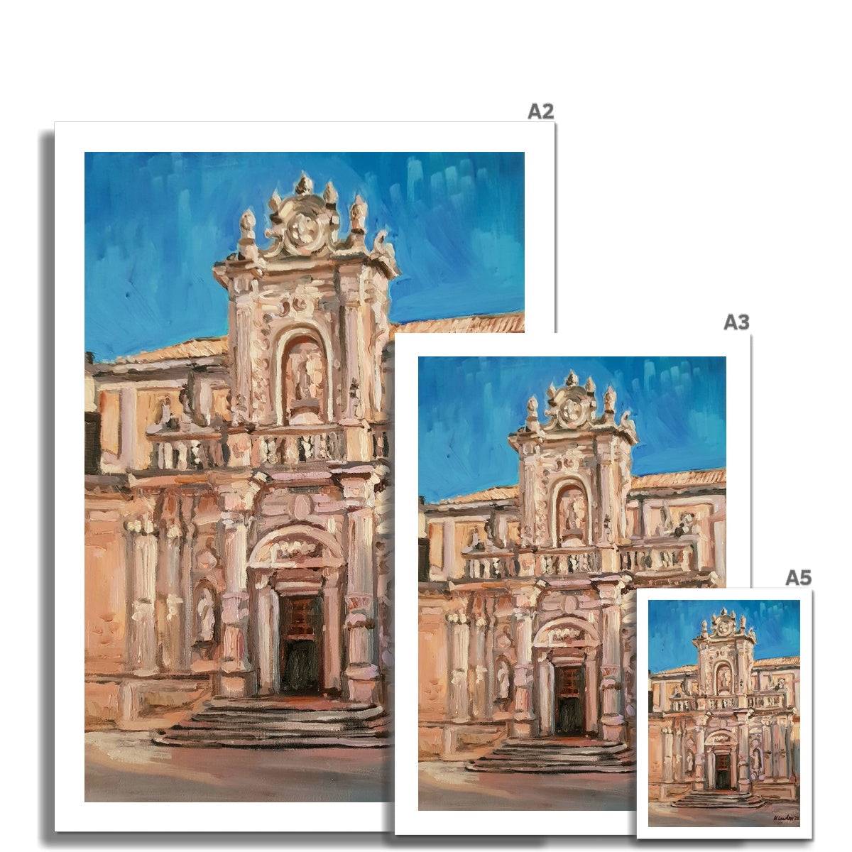 Duomo di Lecce, North Facade on Dusk | Print Prints Harriet Lawless Artist italy A3 / 12"x16.5" Unframed