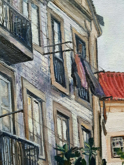 Early Afternoon on Rua de São Cristóvão in Lisbon | Original Painting Original Paintings Harriet Lawless Artist portugal