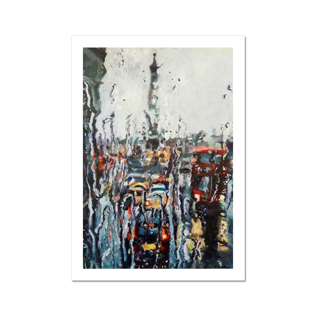 Rainy Window View of Trafalgar Square | Print Prints Harriet Lawless Artist england rainy A3 / 12"x16.5" Unframed