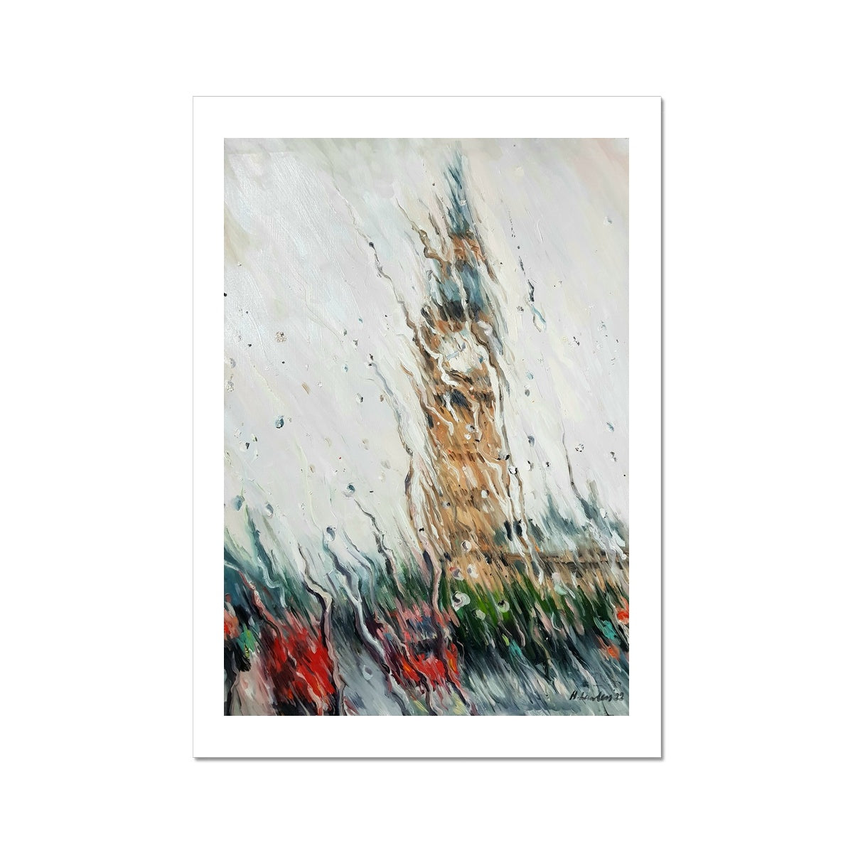 Rainy Big Ben | Print Prints Harriet Lawless Artist england rainy A3 / 12"x16.5" Unframed