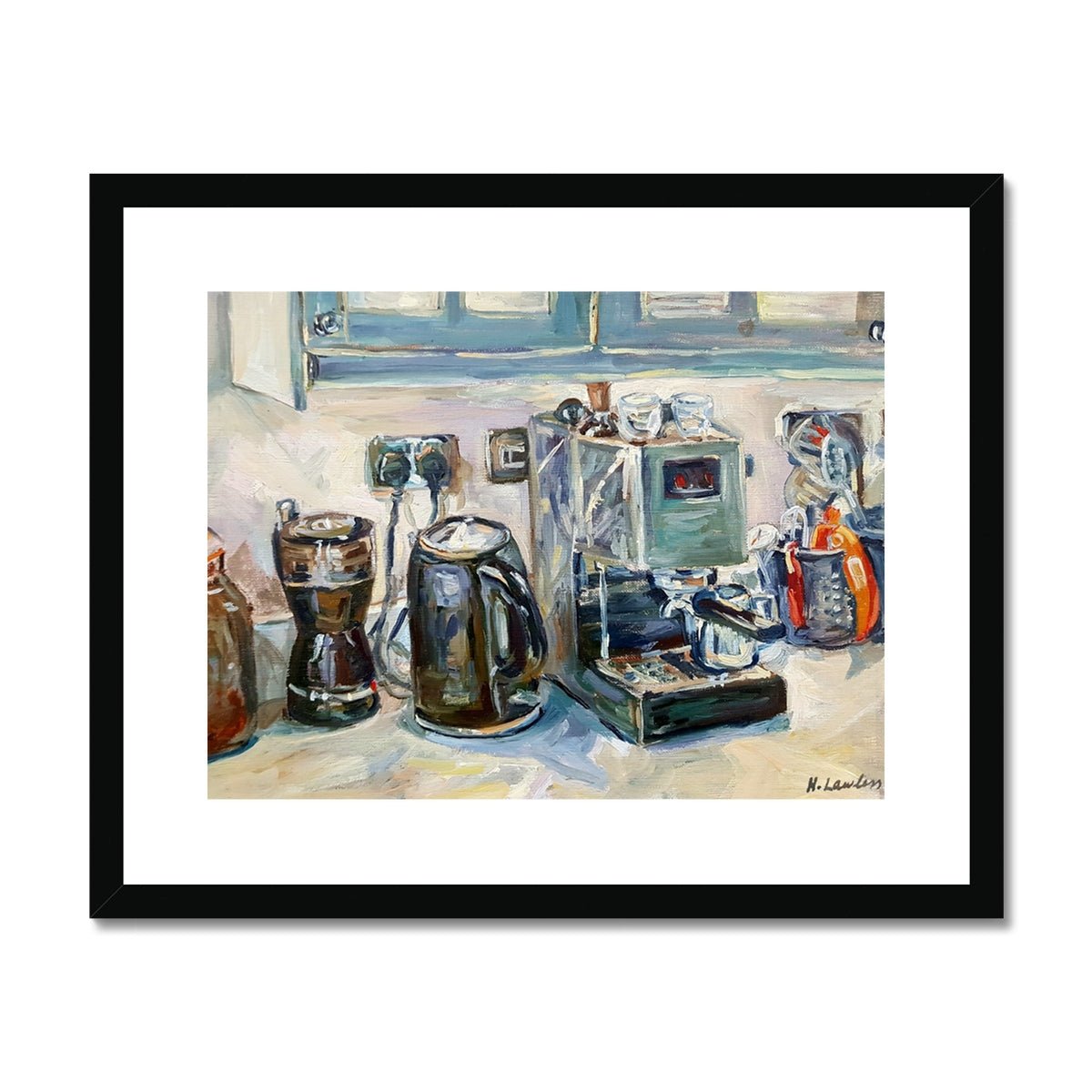 Fancy A Coffee? | Print Prints Harriet Lawless Artist interior still life 20"x16" / 51x41cm Black Frame