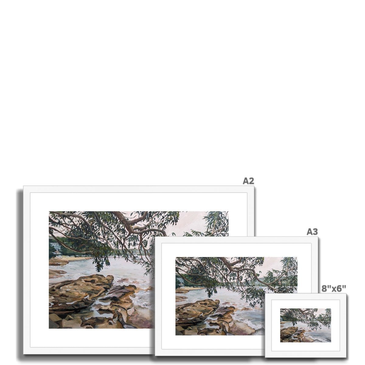 Forty Baskets Beach, Manly Cove | Print Prints Harriet Lawless Artist australia A3 / 16.5"x12" Natural Frame