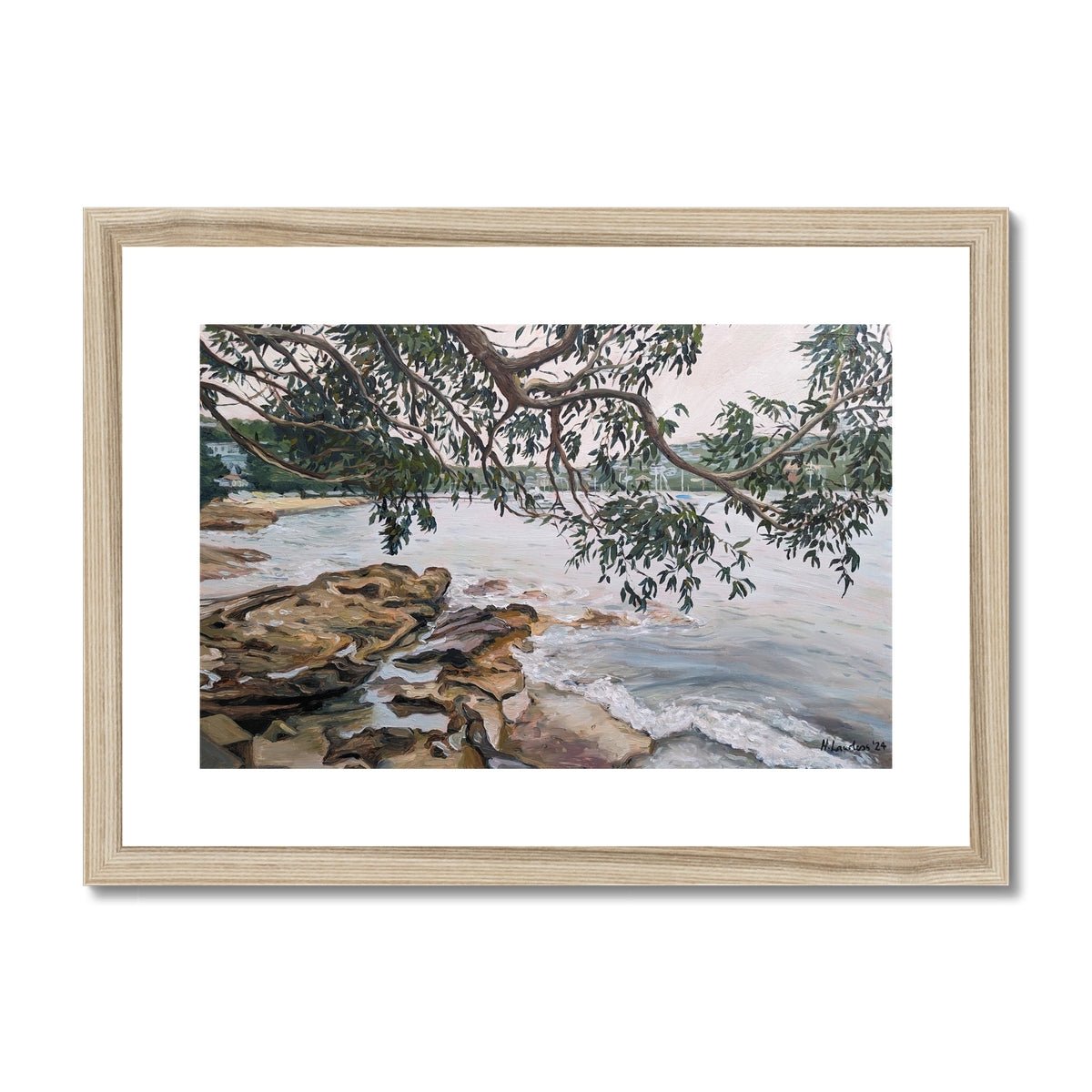 Forty Baskets Beach, Manly Cove | Print Prints Harriet Lawless Artist australia A3 / 16.5"x12" Natural Frame