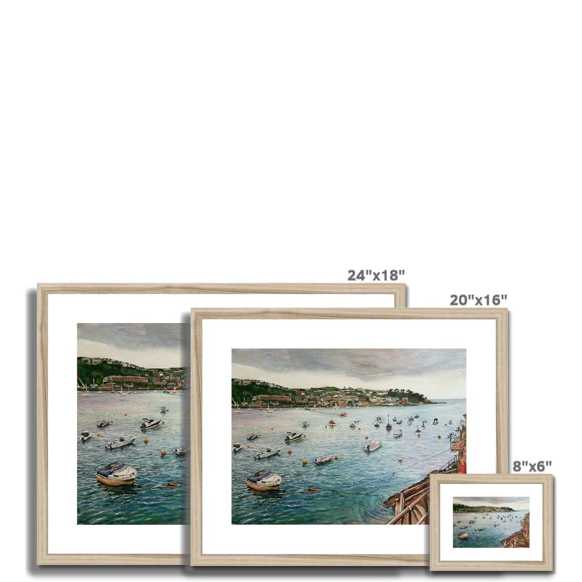 Fowey Harbour, Cornwall | Print Prints Harriet Lawless Artist england 20"x16" / 51x41cm Natural Frame