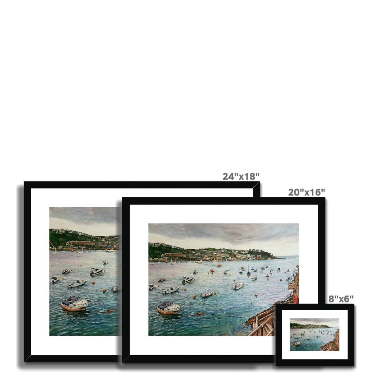 Fowey Harbour, Cornwall | Print Prints Harriet Lawless Artist england 20"x16" / 51x41cm Natural Frame