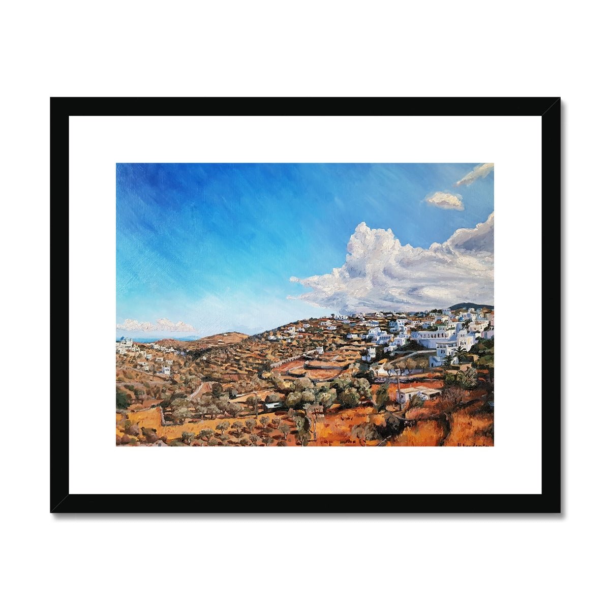 Golden Hills And Gathering Skies on Sifnos Island, Greece | Print Prints Harriet Lawless Artist greece 20"x16" / 51x41cm Black Frame