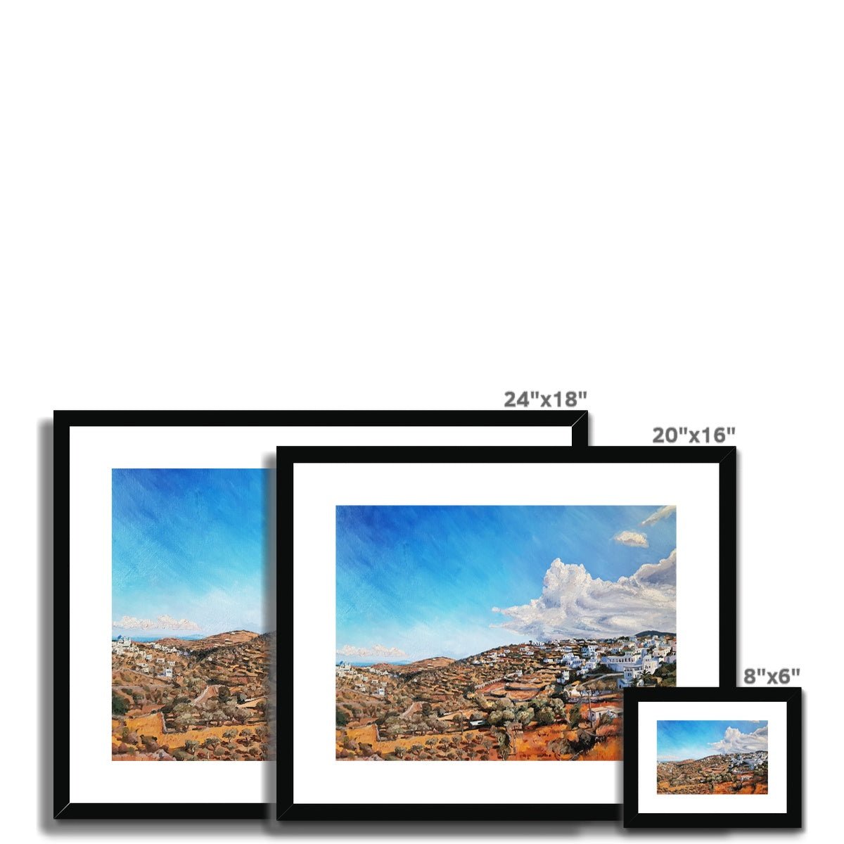 Golden Hills And Gathering Skies on Sifnos Island, Greece | Print Prints Harriet Lawless Artist greece 20"x16" / 51x41cm Natural Frame