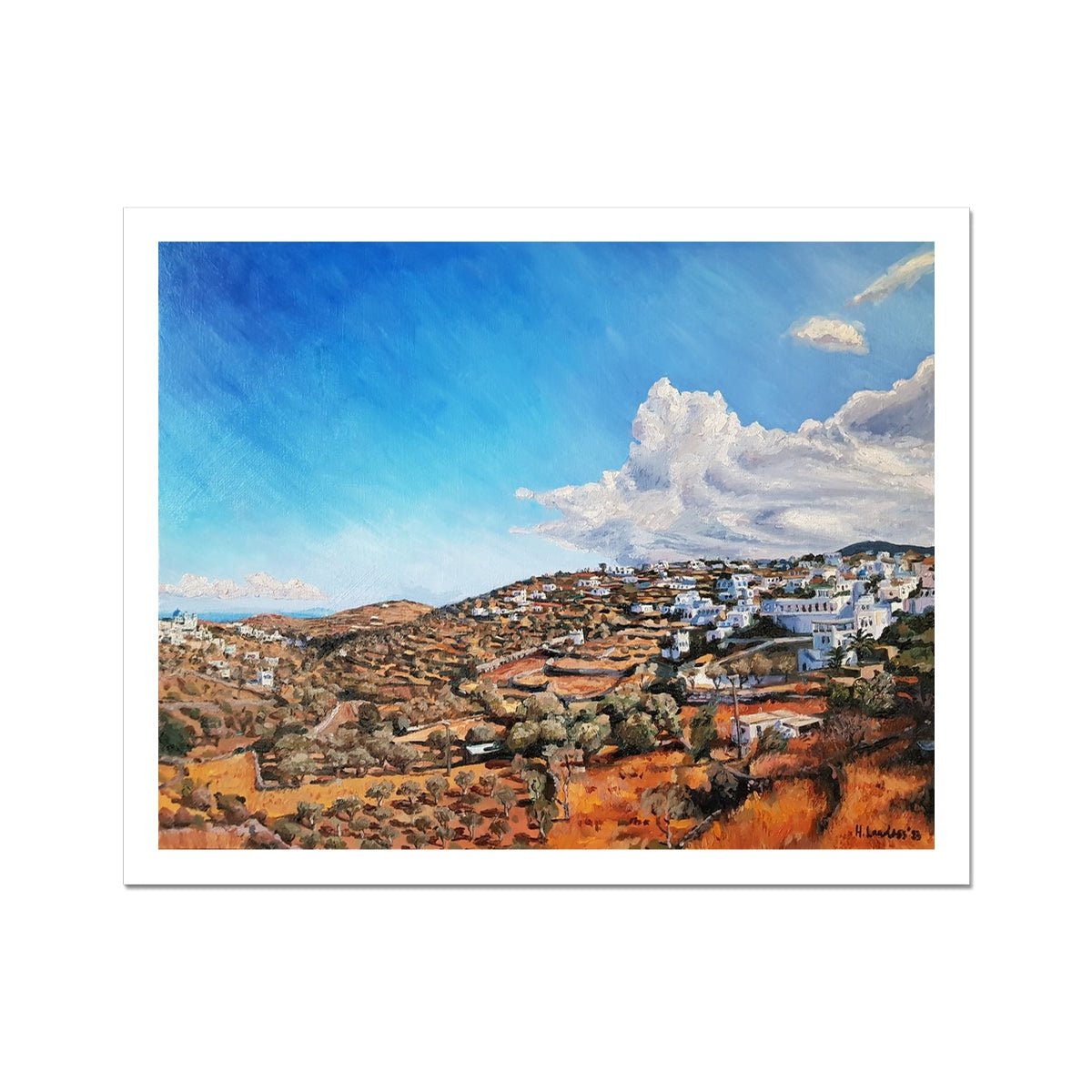 Golden Hills And Gathering Skies on Sifnos Island, Greece | Print Prints Harriet Lawless Artist greece 20"x16" / 51x41cm Unframed