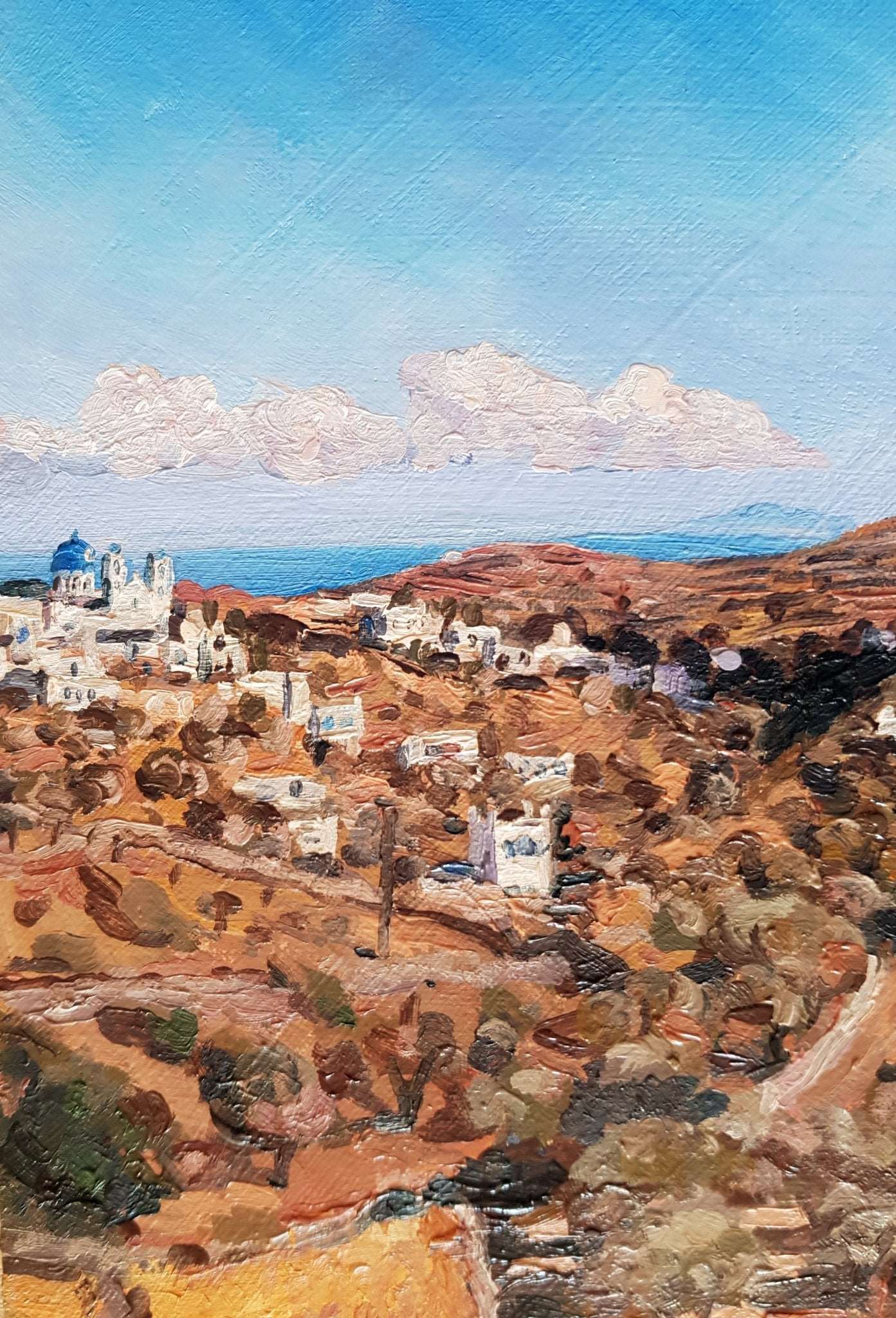 Golden Hills and Gathering Skies on Sifnos | Original Painting Original Paintings Harriet Lawless Artist england greece