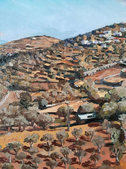 Golden Hills and Gathering Skies on Sifnos | Original Painting Original Paintings Harriet Lawless Artist england greece