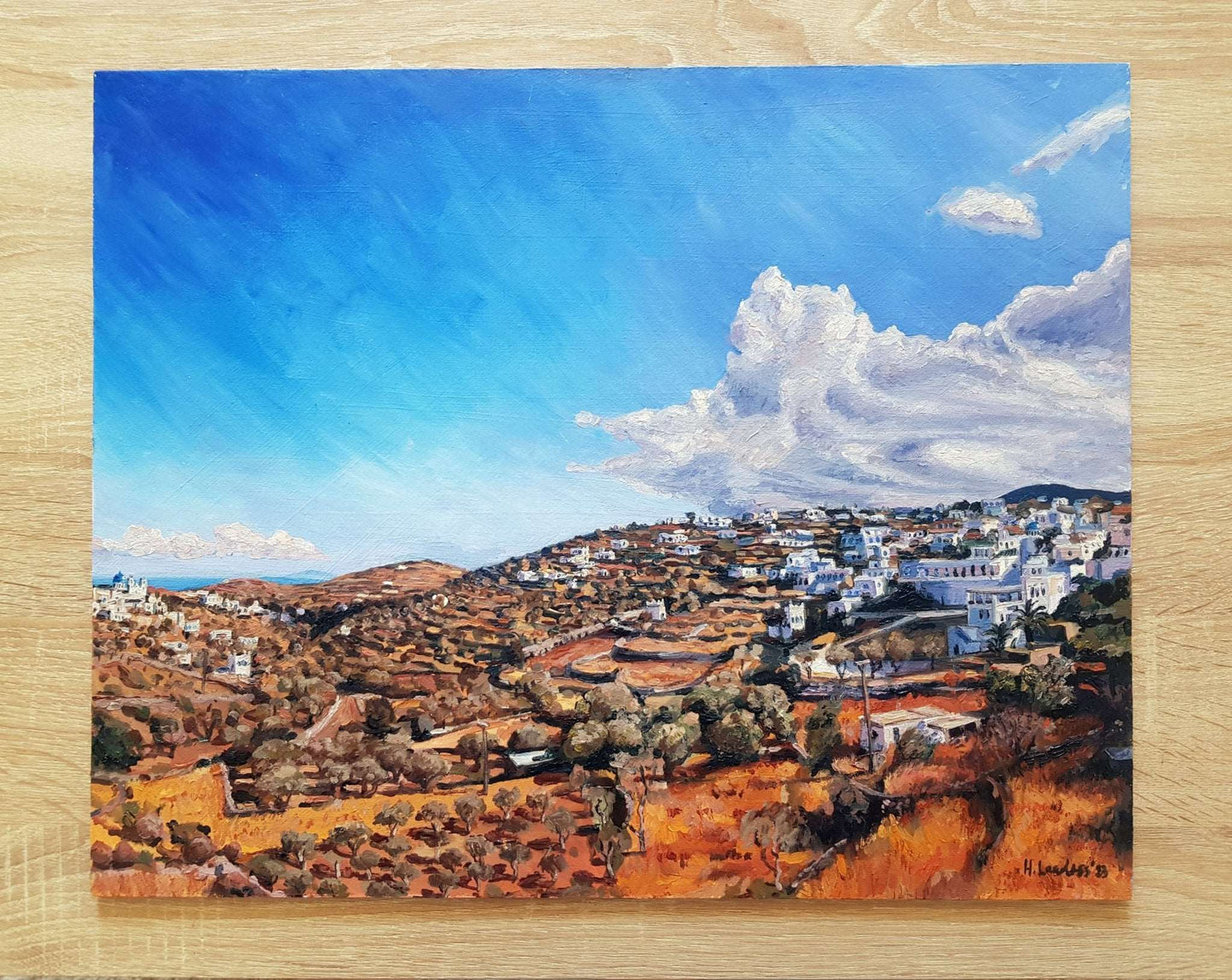 Golden Hills and Gathering Skies on Sifnos | Original Painting Original Paintings Harriet Lawless Artist england greece