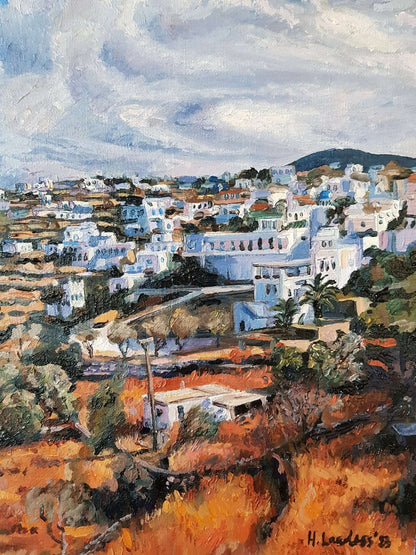 Golden Hills and Gathering Skies on Sifnos | Original Painting Original Paintings Harriet Lawless Artist england greece