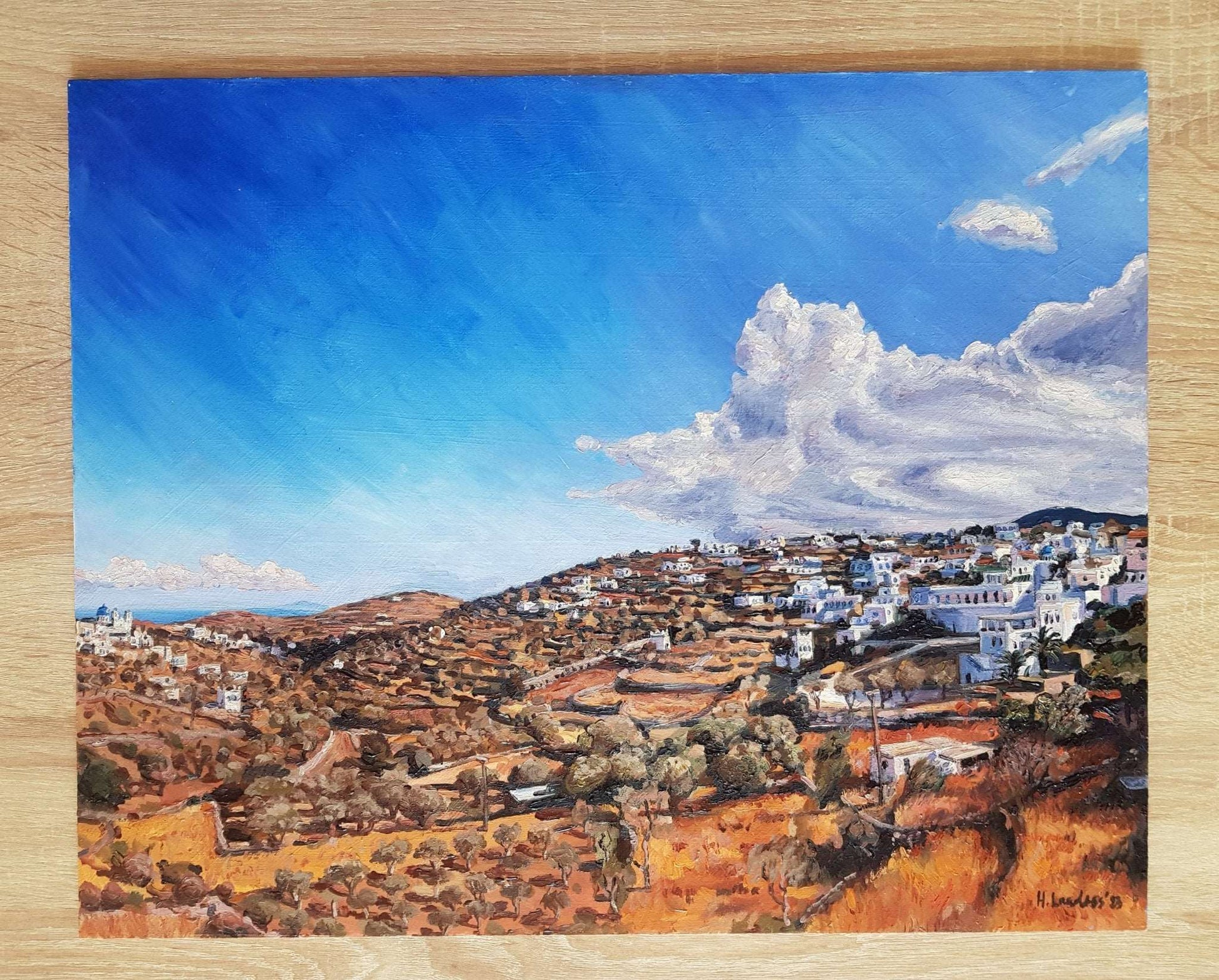 Golden Hills and Gathering Skies on Sifnos | Original Painting Original Paintings Harriet Lawless Artist england greece